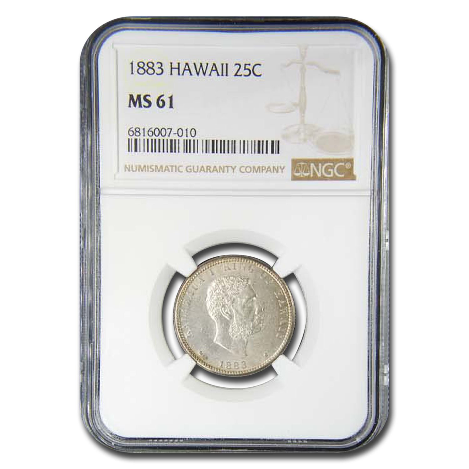 Buy 1883 Hawaii Silver Quarter King Kalakaua I MS-61 NGC | APMEX