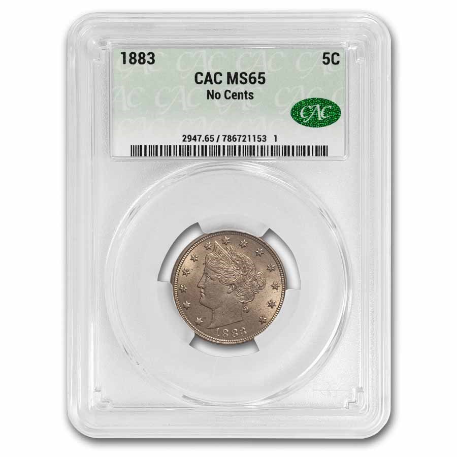 1883 Liberty Head V Nickel No Cents MS-65 CACG