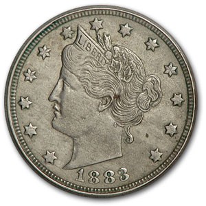 1883 Liberty Head V Nickel w/Cents AU 1883 Liberty Head V Nickel w/Cents AU