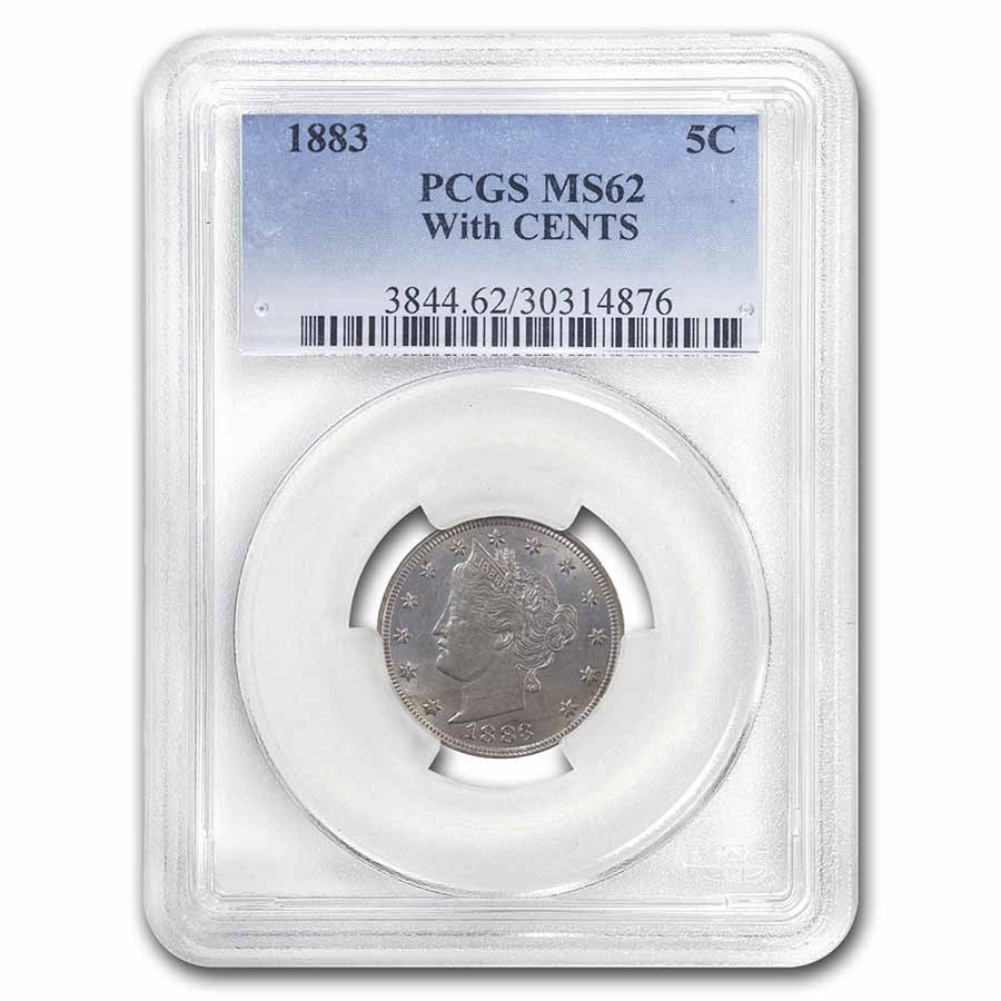 1883 Liberty Head V Nickel w/Cents MS-62 PCGS