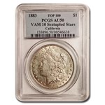 1883 Morgan Dollar AU-50 PCGS (VAM-10, Sextupled Stars)