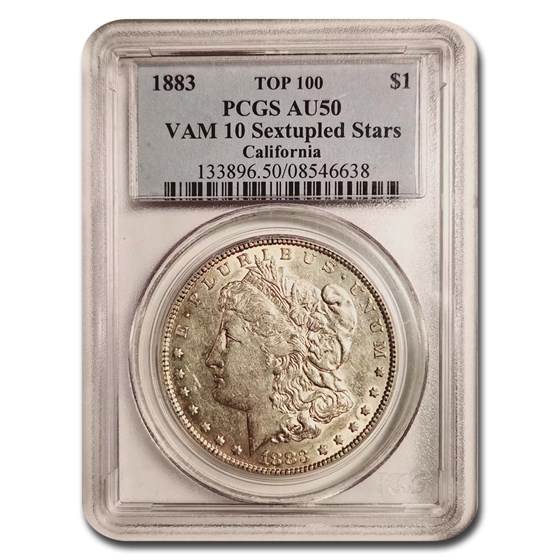 1883 Morgan Dollar AU-50 PCGS (VAM-10, Sextupled Stars) 1883 Morgan Dollar AU-50 PCGS (VAM-10, Sextupled Stars)