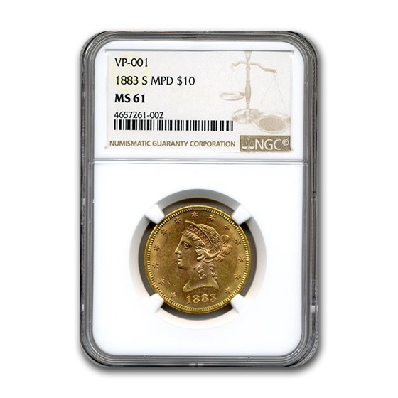 1883-S $10 Liberty Gold Eagle MS-61 NGC (VP-001 MPD) 1883-S $10 Liberty Gold Eagle MS-61 NGC (VP-001 MPD)