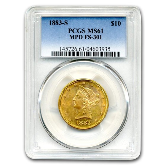 1883-S $10 Liberty Gold Eagle MS-61 PCGS (MPD FS-301) 1883-S $10 Liberty Gold Eagle MS-61 PCGS (MPD FS-301)