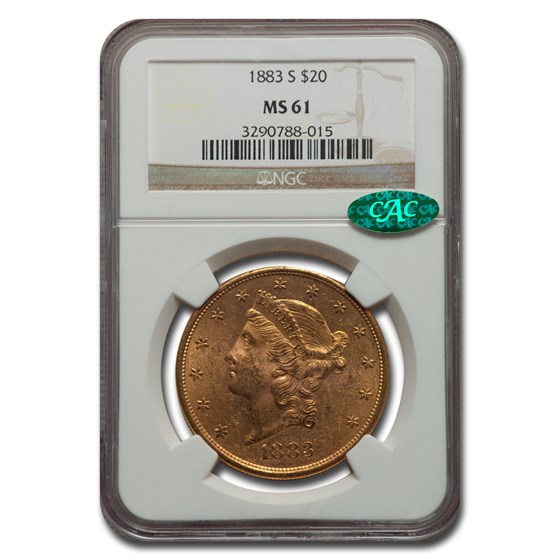 1883-S $20 Liberty Gold Double Eagle MS-61 NGC CAC 1883-S $20 Liberty Gold Double Eagle MS-61 NGC CAC