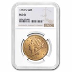 1883-S $20 Liberty Gold Double Eagle MS-61 NGC