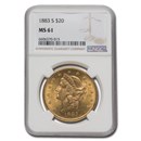 1883-S $20 Liberty Gold Double Eagle MS-61 NGC