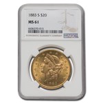 1883-S $20 Liberty Gold Double Eagle MS-61 NGC