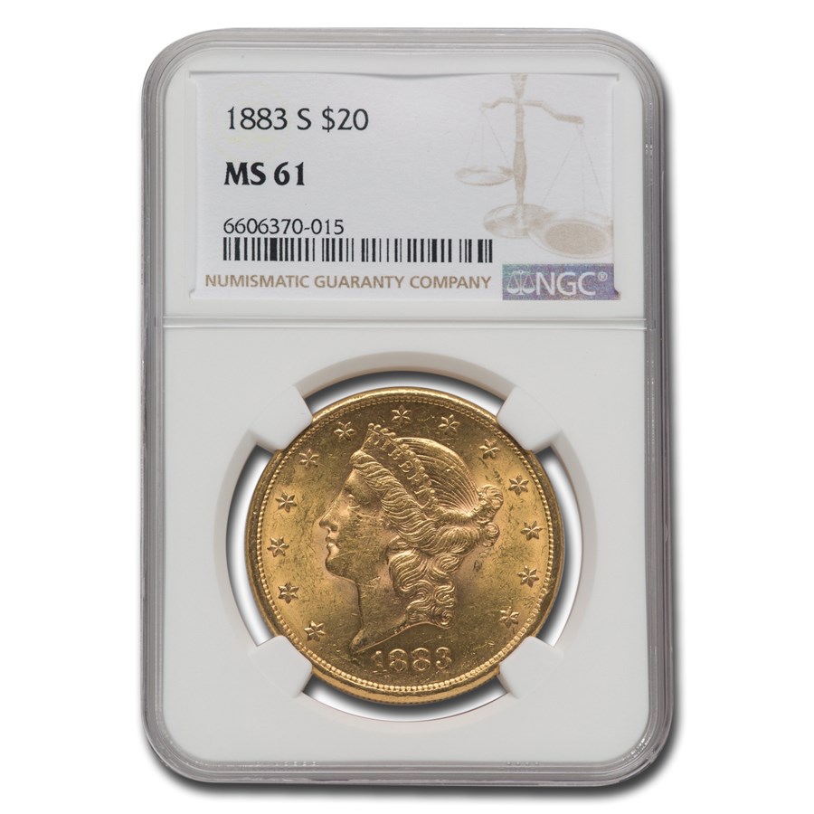 1883-S $20 Liberty Gold Double Eagle MS-61 NGC