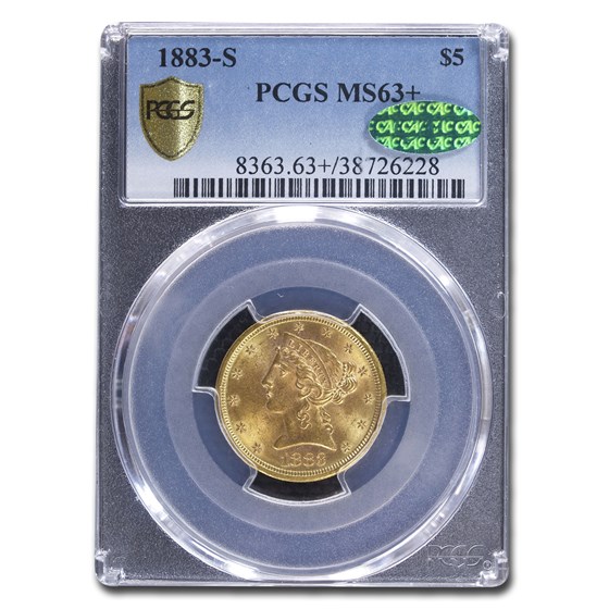 1883-S $5 Liberty Gold Half Eagle MS-63+ PCGS CAC 1883-S $5 Liberty Gold Half Eagle MS-63+ PCGS CAC
