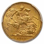 1883-S Australia Gold Sovereign Young Victoria AU-53 PCGS