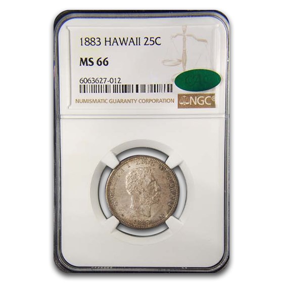 1883-S Hawaii Quarter Kalakaua I MS-66 NGC CAC 1883-S Hawaii Quarter Kalakaua I MS-66 NGC CAC