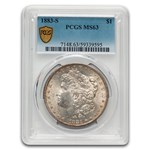 1883-S Morgan Dollar MS-63 PCGS (Obv Toning)