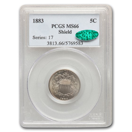 1883 Shield Nickel MS-66 PCGS CAC 1883 Shield Nickel MS-66 PCGS CAC