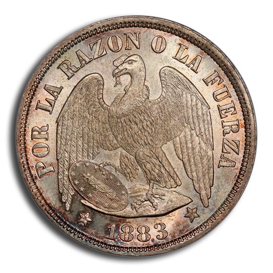 1883-So Chile Silver Peso MS-66 PCGS