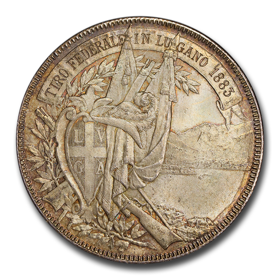 Buy 1883 Switzerland Silver 5 Francs Shooting Thaler MS-64 PCGS
