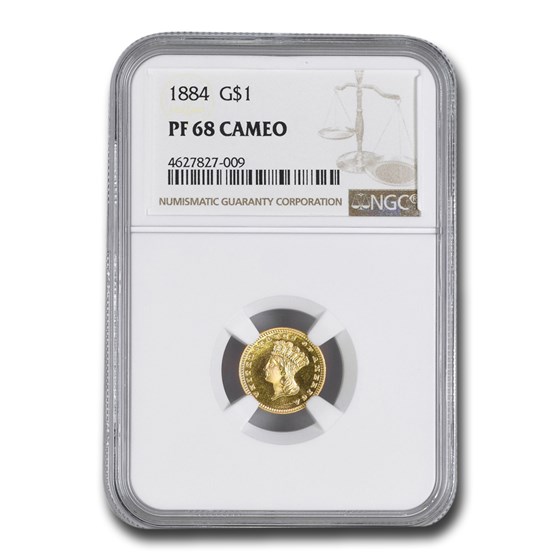 1884 $1 Indian Head Gold Dollar PF-68 Cameo NGC 1884 $1 Indian Head Gold Dollar PF-68 Cameo NGC