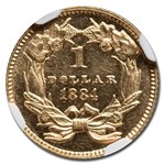 1884 $1 Indian Head Gold MS-62 NGC (PL)