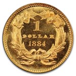 1884 $1 Indian Head Gold MS-66 PCGS CAC (PL)