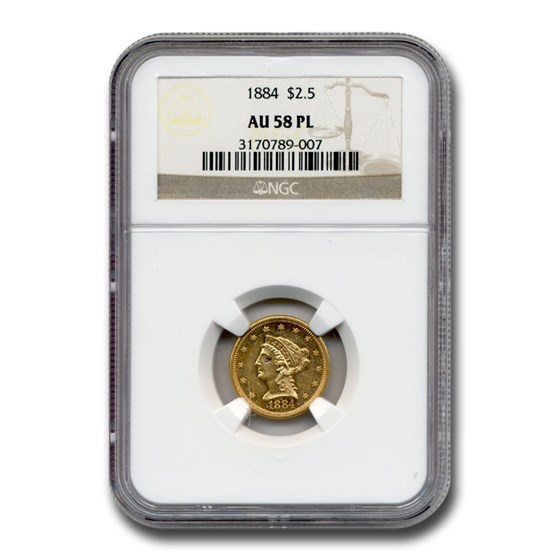1884 $2.50 Liberty Gold Quarter Eagle AU-58 NGC (PL) 1884 $2.50 Liberty Gold Quarter Eagle AU-58 NGC (PL)