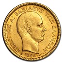1884-A Greece Gold 20 Drachmai George I AU