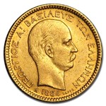 1884-A Greece Gold 20 Drachmai George I AU