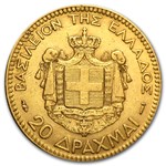 1884-A Greece Gold 20 Drachmai George I Avg Circ