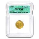 1884 Argentina Gold 1 Argentino AU-55 ICG 1884 Argentina Gold 1 Argentino AU-55 ICG