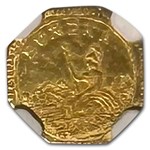 1884 Arms of California Octag. Fractional Gold Charm MS-63 NGC