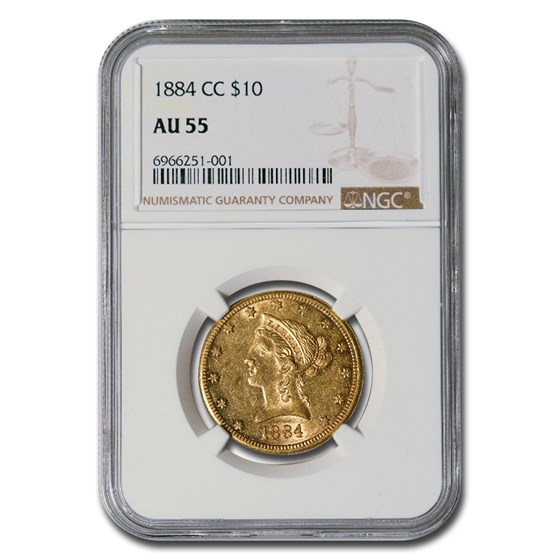 1884-CC $10 Liberty Gold Eagle AU-55 NGC 1884-CC $10 Liberty Gold Eagle AU-55 NGC