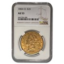 1884-CC $20 Liberty Gold Double Eagle AU-53 NGC