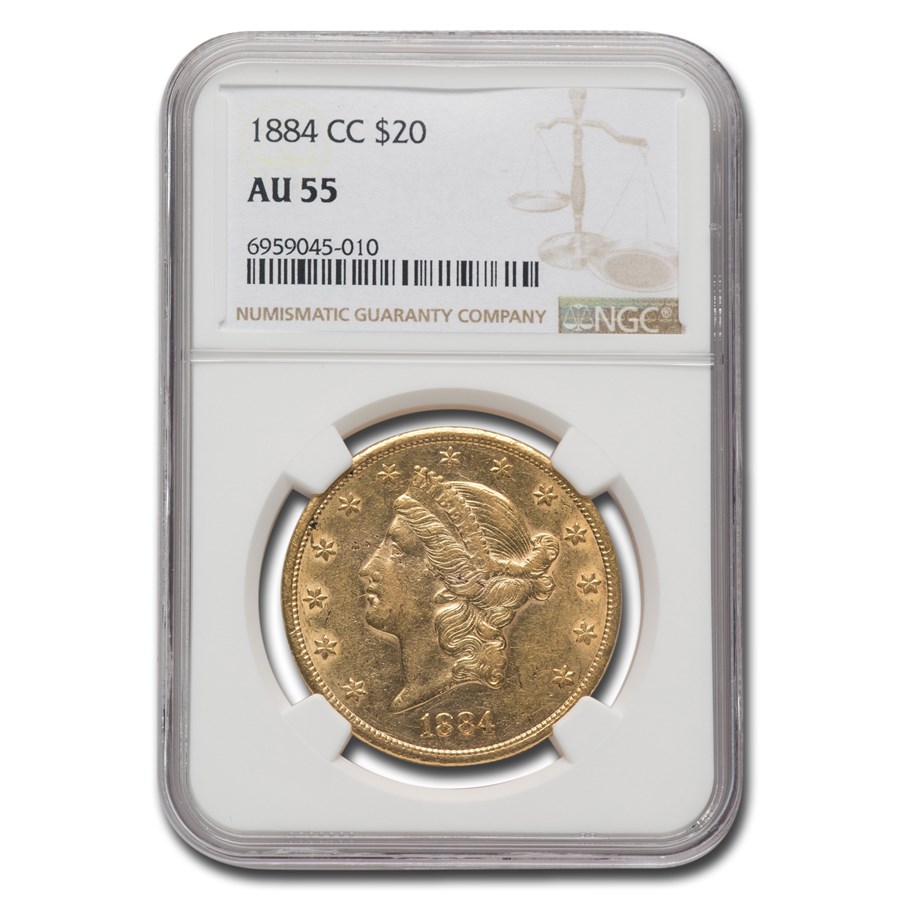 1884-CC $20 Liberty Gold Double Eagle AU-55 NGC