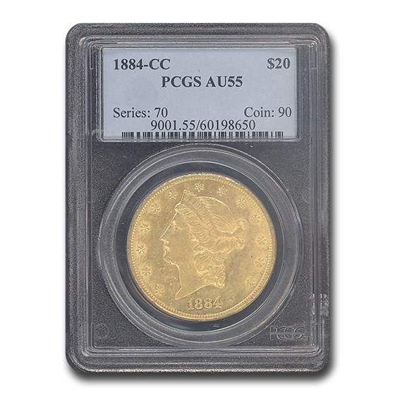1884-CC $20 Liberty Gold Double Eagle AU-55 PCGS 1884-CC $20 Liberty Gold Double Eagle AU-55 PCGS