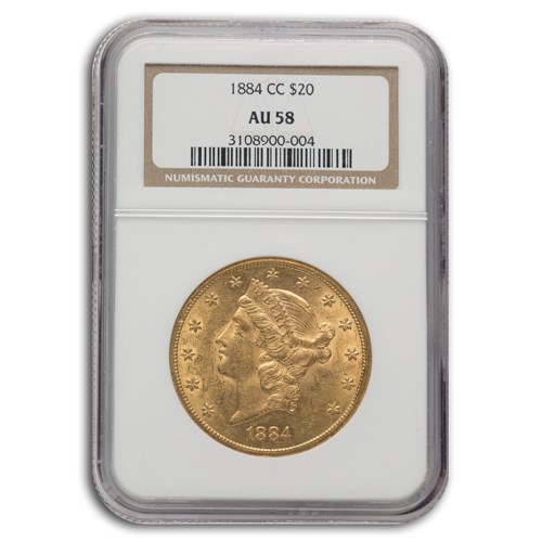 1884-CC $20 Liberty Gold Double Eagle AU-58 NGC 1884-CC $20 Liberty Gold Double Eagle AU-58 NGC