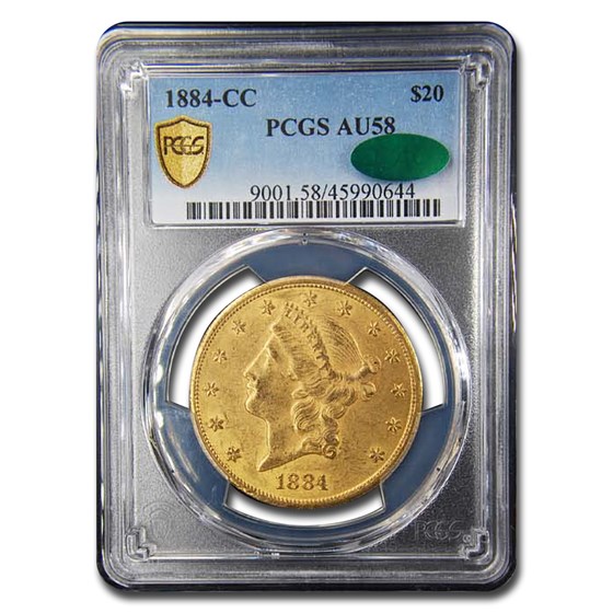 1884-CC $20 Liberty Gold Double Eagle AU-58 PCGS CAC 1884-CC $20 Liberty Gold Double Eagle AU-58 PCGS CAC