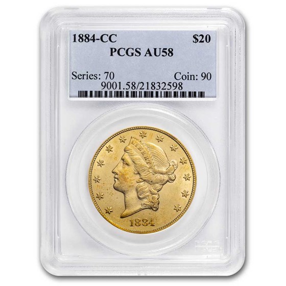 1884-CC $20 Liberty Gold Double Eagle AU-58 PCGS 1884-CC $20 Liberty Gold Double Eagle AU-58 PCGS