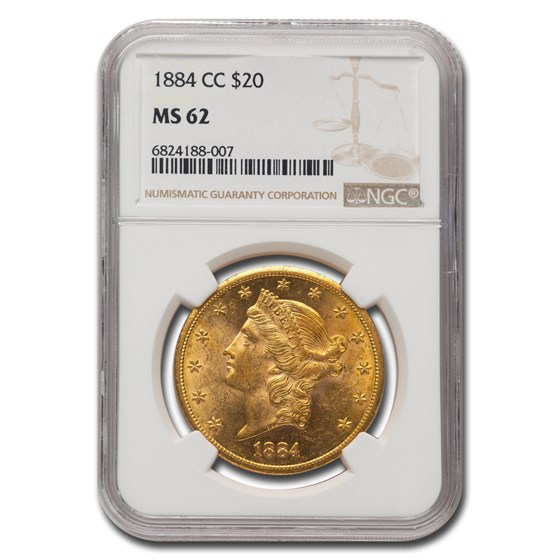 1884-CC $20 Liberty Gold Double Eagle MS-62 NGC 1884-CC $20 Liberty Gold Double Eagle MS-62 NGC