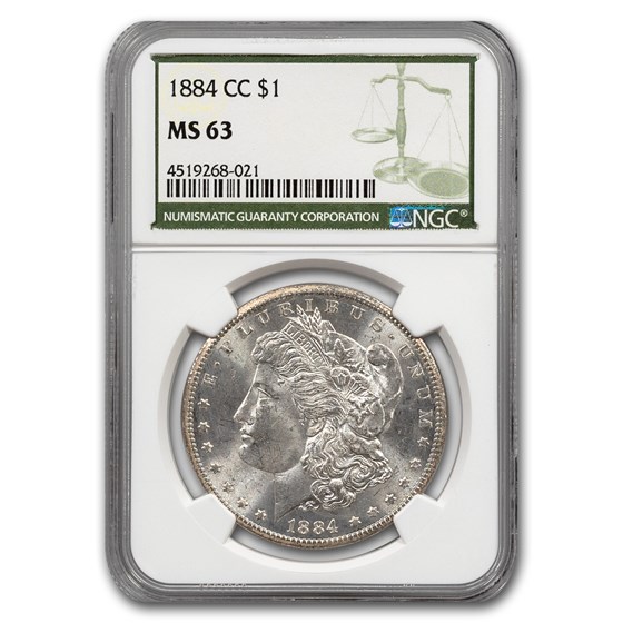1884-CC Morgan Dollar MS-63 NGC (Green Label) 1884-CC Morgan Dollar MS-63 NGC (Green Label)