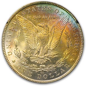 1884-CC Morgan Dollar MS-63 NGC (GSA, Rainbow Toned Rev) 1884-CC Morgan Dollar MS-63 NGC (GSA, Rainbow Toned Rev)