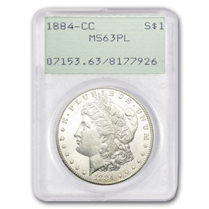 1884-CC Morgan Dollar-MS-63 PL PCGS (Old Rattler Holder) 1884-CC Morgan Dollar-MS-63 PL PCGS (Old Rattler Holder)