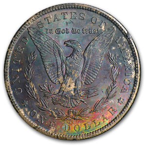 1884-CC Morgan Dollar MS-64 (GSA, Black & Rainbow Toning) 1884-CC Morgan Dollar MS-64 (GSA, Black & Rainbow Toning)