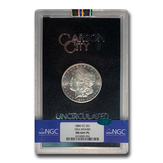 1884-CC Morgan Dollar MS-64+ NGC CAC ( GSA, PL) 1884-CC Morgan Dollar MS-64+ NGC CAC ( GSA, PL)