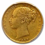 1884-M Australia Gold Sovereign Victoria Shield AU-53 PCGS