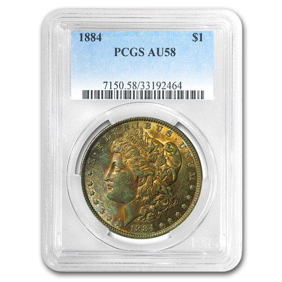 1884 Morgan Dollar AU-58 PCGS (Obverse Toning) 1884 Morgan Dollar AU-58 PCGS (Obverse Toning)