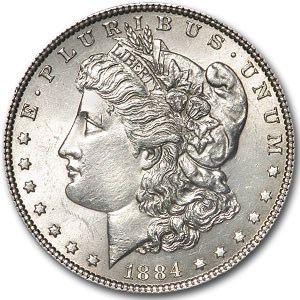 1884 Morgan Dollar MS-60 Details (VAM-2A, E on Rev, Cleaned) 1884 Morgan Dollar MS-60 Details (VAM-2A, E on Rev, Cleaned)