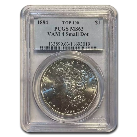 1884 Morgan Dollar MS-63 PCGS (VAM-4, Small Dot, Top-100) 1884 Morgan Dollar MS-63 PCGS (VAM-4, Small Dot, Top-100)