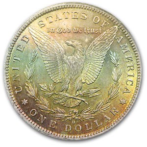 1884-O Morgan Dollar MS-62 NGC (Green, Yellow & Red Rev Toned) 1884-O Morgan Dollar MS-62 NGC (Green, Yellow & Red Rev Toned)