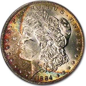 1884-O Morgan Dollar MS-63 PCGS (Crescent Obv Toning) 1884-O Morgan Dollar MS-63 PCGS (Crescent Obv Toning)