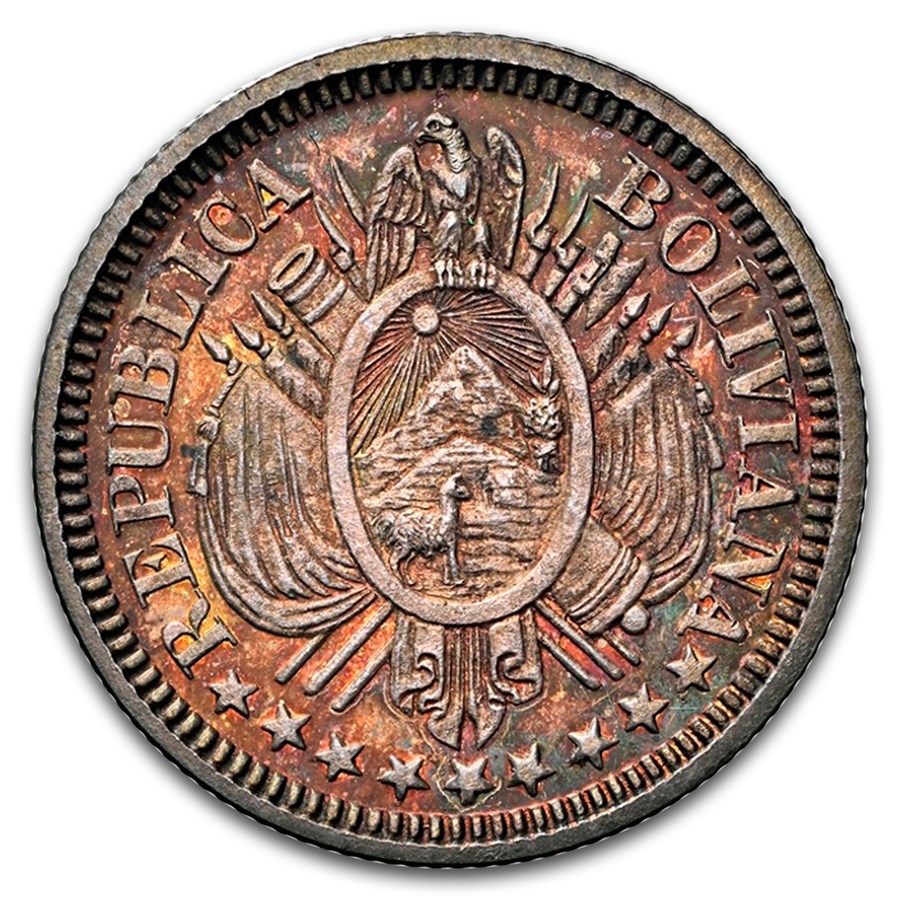 1884-Pts Bolivia 10 Centavos Pattern PF-64 NGC
