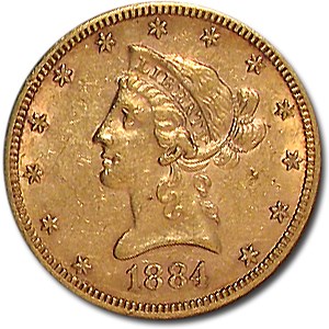 1884-S $10 Liberty Gold Eagle AU 1884-S $10 Liberty Gold Eagle AU